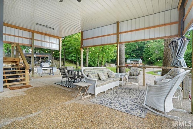 0 Creekview Ln, Cannelton, IN 47520 - view of patio featuring an outdoor living space, stairway, and outdoor dining area
