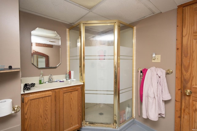 1310 Sinton Ave, Lafayette, IN 47905 - full bath featuring a stall shower, vanity, and a paneled ceiling