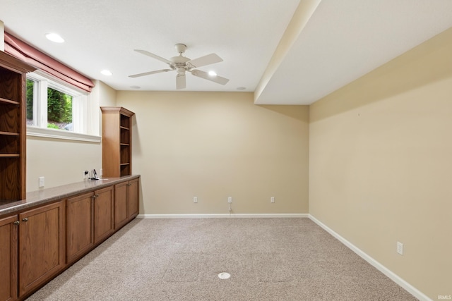 15821 Winterberry Ct, Huntertown, IN 46748 - empty room with a ceiling fan, light carpet, baseboards, and recessed lighting