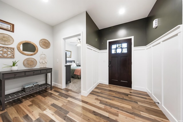 1215 Ladbrooke Dr, Evansville, IN 47725 - entrance foyer featuring hardwood / wood-style floors and a ceiling fan