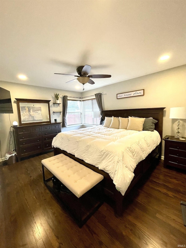 1741 Rockne Dr, South Bend, IN 46617 - bedroom featuring wood finished floors, a ceiling fan, and recessed lighting