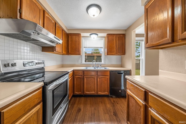 6320 Wakopa Ct, Fort Wayne, IN 46815 - kitchen featuring dishwasher, stainless steel range with electric cooktop, exhaust hood, a sink, and healthy amount of natural light