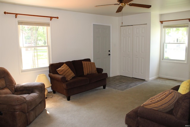 104 Tulip Ave, Evansville, IN 47711 - living area with carpet floors and ceiling fan