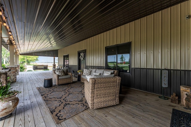 15306 Covington Rd, Fort Wayne, IN 46814 - wooden terrace featuring an outdoor living space