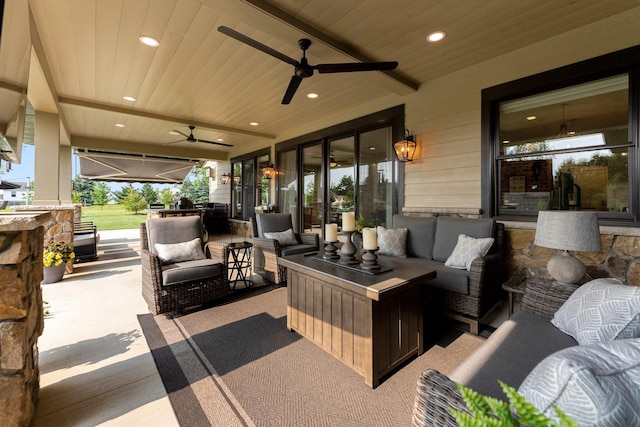 15306 Covington Rd, Fort Wayne, IN 46814 - view of patio / terrace featuring an outdoor hangout area and ceiling fan