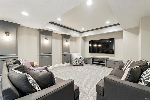 284 Savo Rock Ct, Fort Wayne, IN 46845 - cinema featuring carpet floors, decorative columns, recessed lighting, a tray ceiling, and baseboards