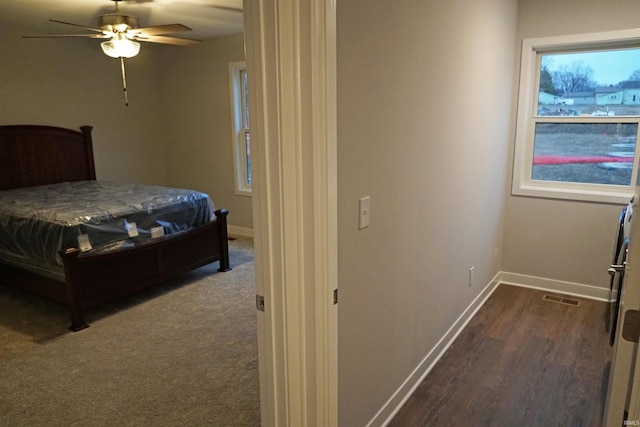 19 Conner St, Wabash, IN 46992 - bedroom featuring baseboards, dark wood finished floors, and ceiling fan