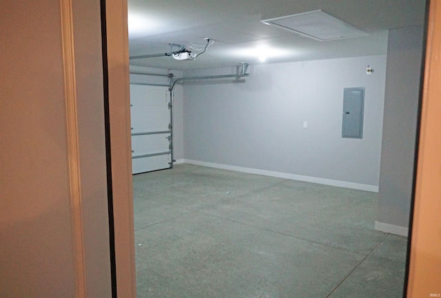 19 Conner St, Wabash, IN 46992 - garage featuring electric panel, a garage door opener, and baseboards