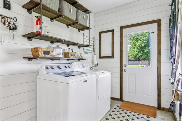 5987 E 100 N, Franklin, IN 46131 - laundry room with wood walls and separate washer and dryer