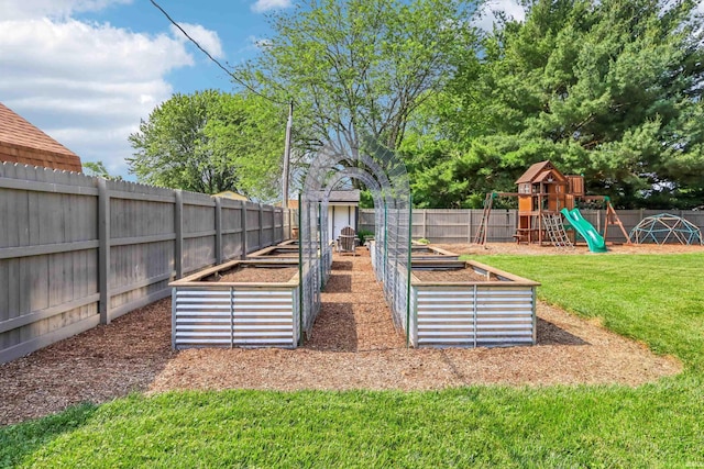 5987 E 100 N, Franklin, IN 46131 - view of yard with a vegetable garden and a playground