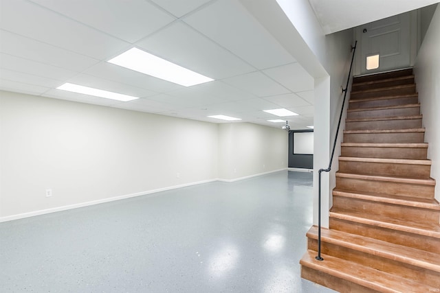 2502 Trillium Cv, Huntertown, IN 46748 - staircase featuring baseboards, a drop ceiling, and speckled floor