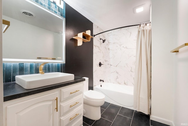 4654 Schmucker Dr, Fort Wayne, IN 46835 - full bathroom featuring vanity, toilet, shower / bath combo, and tile patterned flooring