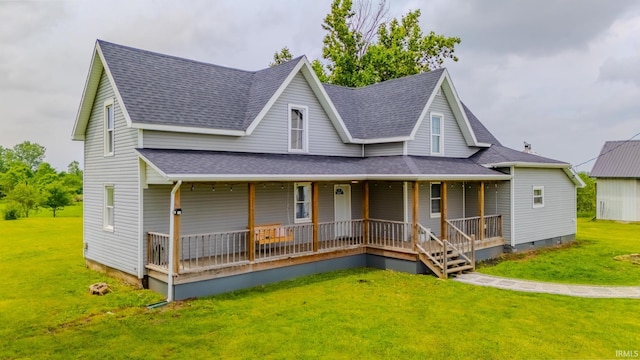 8694 W 1000 S Unit 35, Lafontaine, IN 46940 - view of front of property with covered porch, roof with shingles, and a front lawn