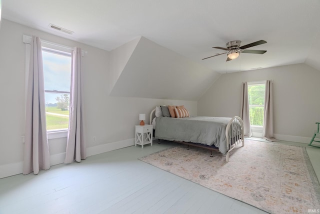 8694 W 1000 S Unit 35, Lafontaine, IN 46940 - bedroom featuring vaulted ceiling, a ceiling fan, and baseboards