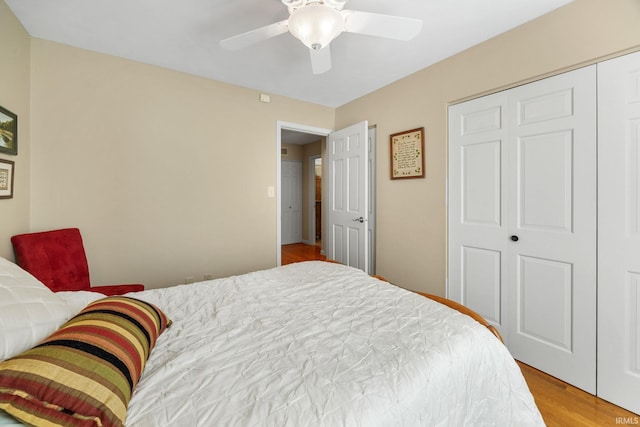 3709 Capilano Dr, West Lafayette, IN 47906 - bedroom featuring wood finished floors, a ceiling fan, and a closet