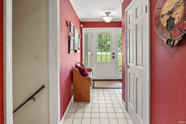 3709 Capilano Dr, West Lafayette, IN 47906 - entrance foyer with crown molding, baseboards, and light tile patterned floors