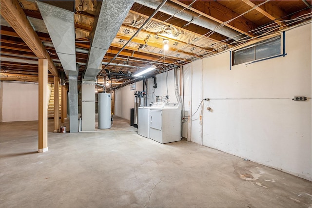 18363 Sheffield Ln, Bristol, IN 46507 - unfinished basement with washing machine and clothes dryer and gas water heater
