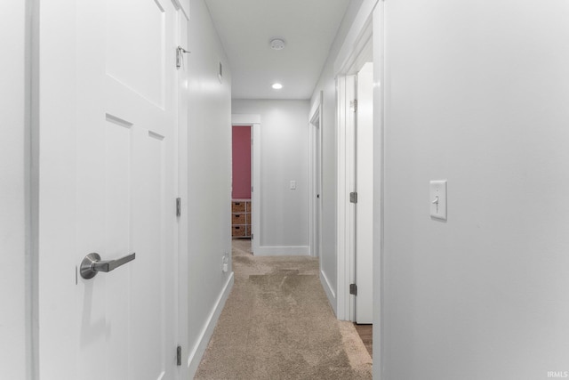 16995 Hatstick Ct, Fort Wayne, IN 46845 - corridor with baseboards, light colored carpet, and recessed lighting