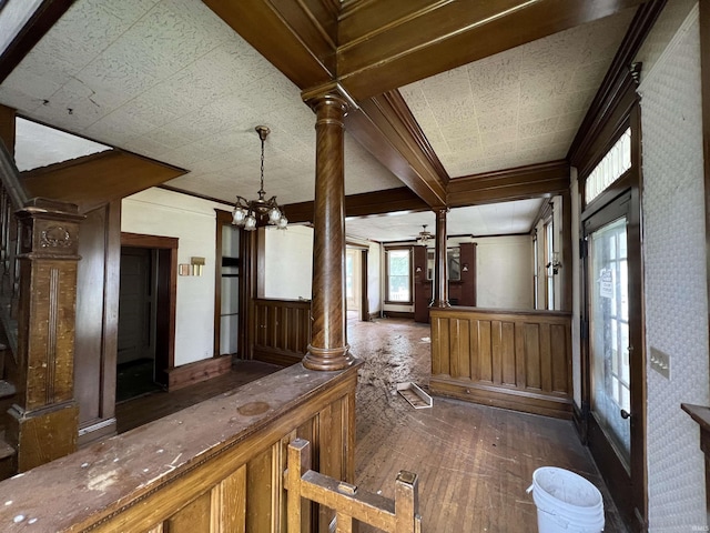 102 W Hackett St, Carlisle, IN 47838 - unfurnished sunroom featuring a chandelier