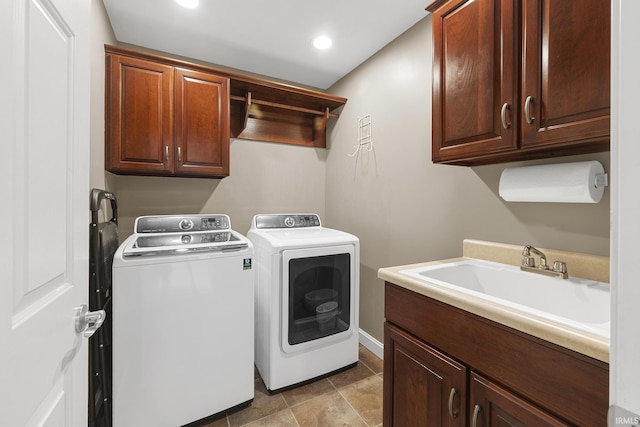 3 Brownstone Ct, Jasper, IN 47546 - laundry room featuring separate washer and dryer, cabinet space, and recessed lighting