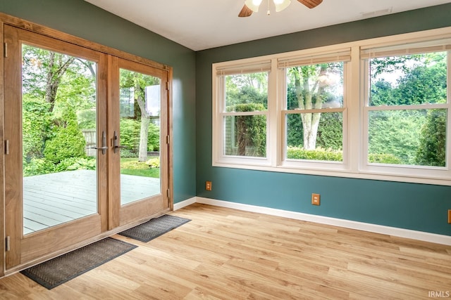 4331 Hadley Ct, West Lafayette, IN 47906 - entryway with baseboards, ceiling fan, and light wood-style flooring