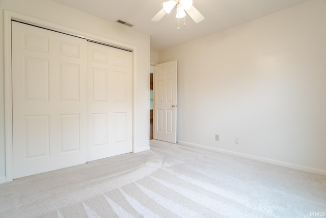 4331 Hadley Ct, West Lafayette, IN 47906 - unfurnished bedroom featuring light colored carpet, a closet, baseboards, and a ceiling fan