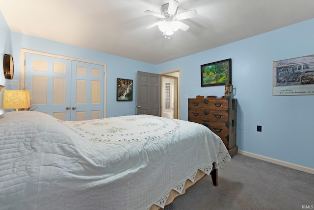 2905 E Mowrey Rd, Columbia City, IN 46725 - carpeted bedroom with baseboards, a closet, and a ceiling fan