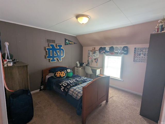 664 Columbia St, Berne, IN 46711 - carpeted bedroom with baseboards and vaulted ceiling