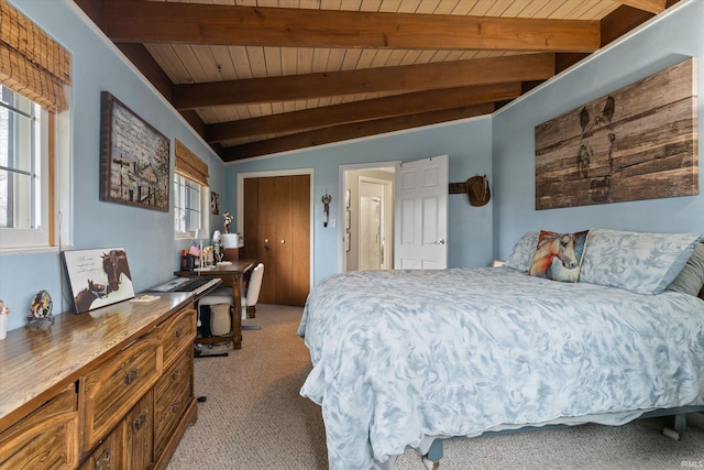 61560 Druid Ln, South Bend, IN 46614 - bedroom featuring wood ceiling, light carpet, and an office area
