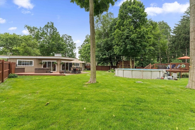 61560 Druid Ln, South Bend, IN 46614 - view of yard featuring a deck and an outdoor pool