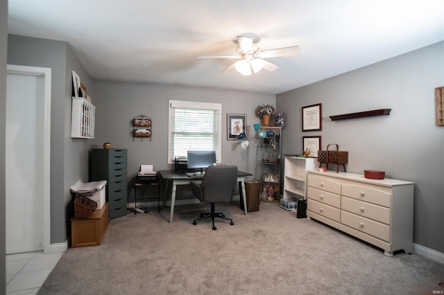 5101 Weir Dr, Muncie, IN 47304 - home office with ceiling fan, carpet, and baseboards