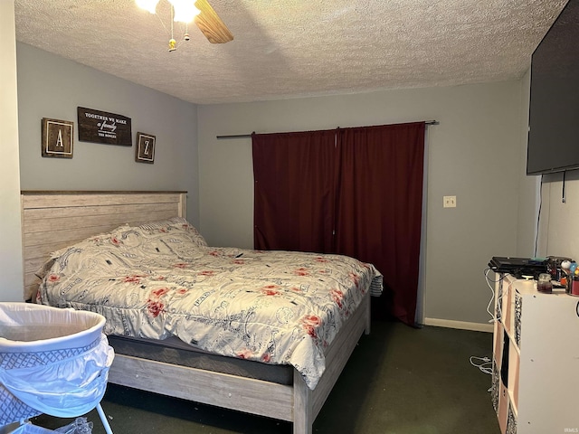 2702 Eastern Ave, Bedford, IN 47421 - carpeted bedroom with a textured ceiling and a ceiling fan