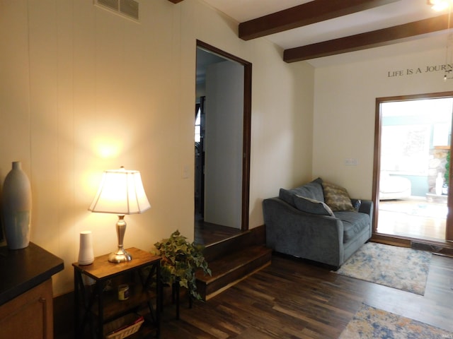 53341 Crestview Dr, South Bend, IN 46635 - sitting room with dark wood-style flooring and beam ceiling