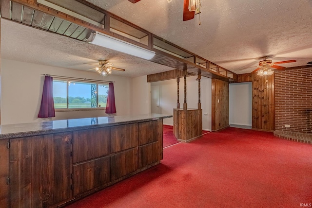 1113 E 500 S, Wabash, IN 46992 - unfurnished living room featuring ceiling fan, a textured ceiling, and carpet floors
