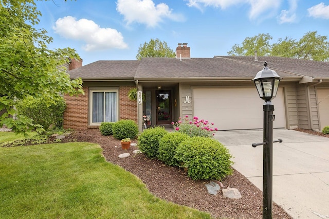 5816 Bayside Dr, Fort Wayne, IN 46815 - single story home featuring driveway, a chimney, an attached garage, and a front lawn