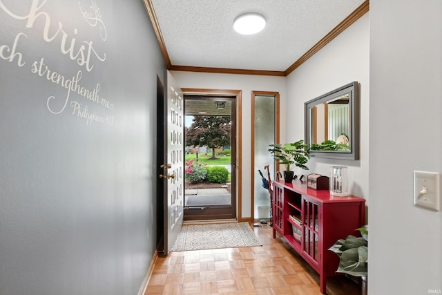 5816 Bayside Dr, Fort Wayne, IN 46815 - foyer with a textured ceiling, crown molding, and baseboards