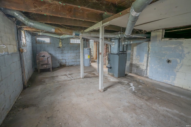 208 N Heaton St, Knox, IN 46534 - basement with heating unit and electric water heater