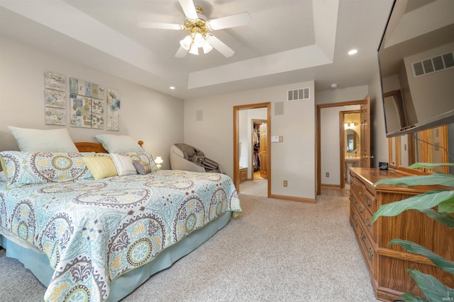 6615 Cherry Hill Pkwy, Fort Wayne, IN 46835 - bedroom featuring a raised ceiling, light carpet, baseboards, recessed lighting, and a spacious closet