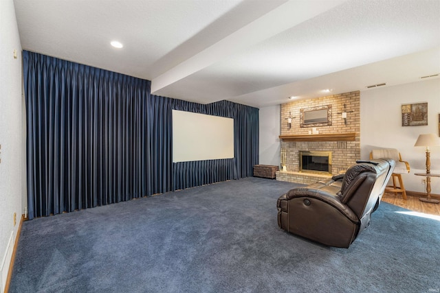 6615 Cherry Hill Pkwy, Fort Wayne, IN 46835 - carpeted living room with a fireplace, baseboards, and recessed lighting