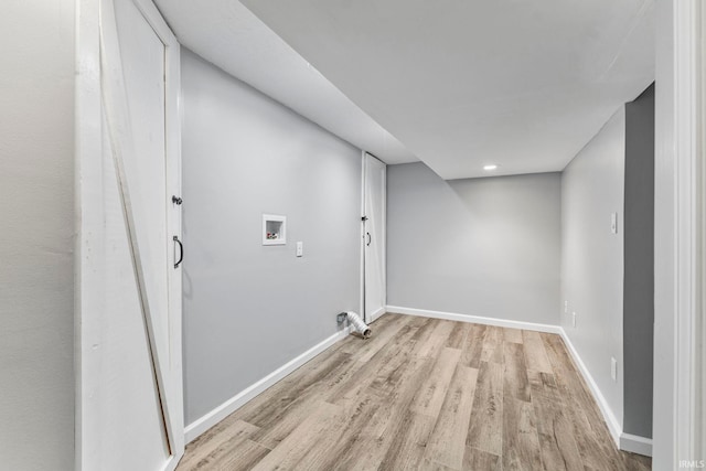 340 W Turner St, Bloomfield, IN 47424 - laundry room with light wood finished floors, hookup for a washing machine, and baseboards