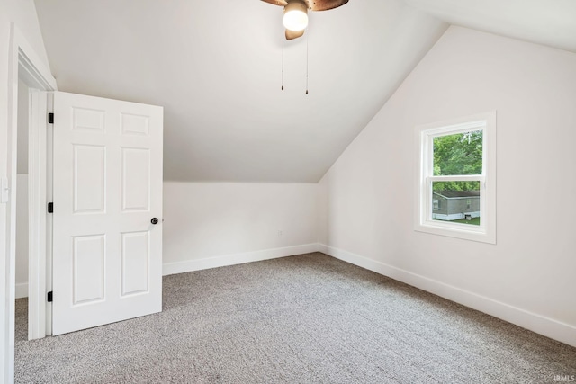 503 Graceland Ave, Claypool, IN 46510 - additional living space featuring carpet flooring, lofted ceiling, ceiling fan, and baseboards