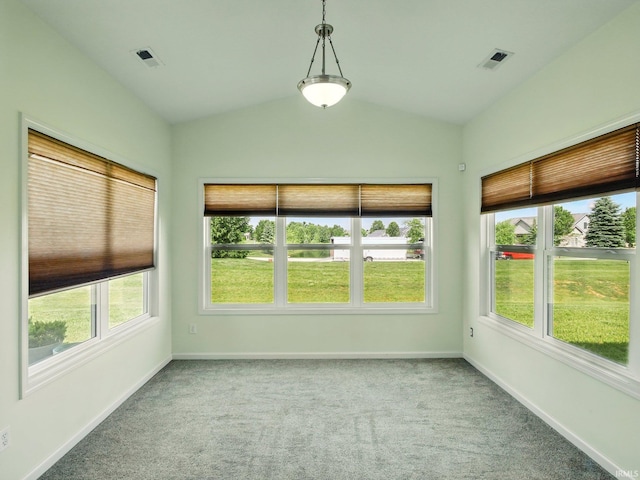 13395 Synch Ct, Fort Wayne, IN 46814 - unfurnished sunroom with carpet floors, baseboards, and vaulted ceiling