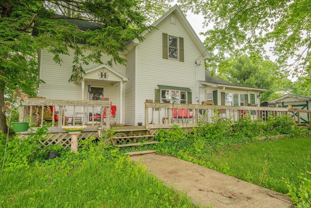 5528 N 250 W Unit 27, Lafontaine, IN 46940 - rear view of house with a wooden deck