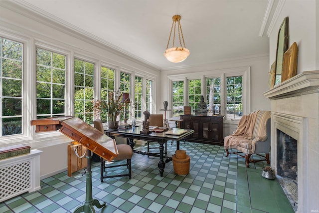 1403 E Jefferson Blvd, South Bend, IN 46617 - sunroom with ornamental molding, plenty of natural light, and tile patterned flooring