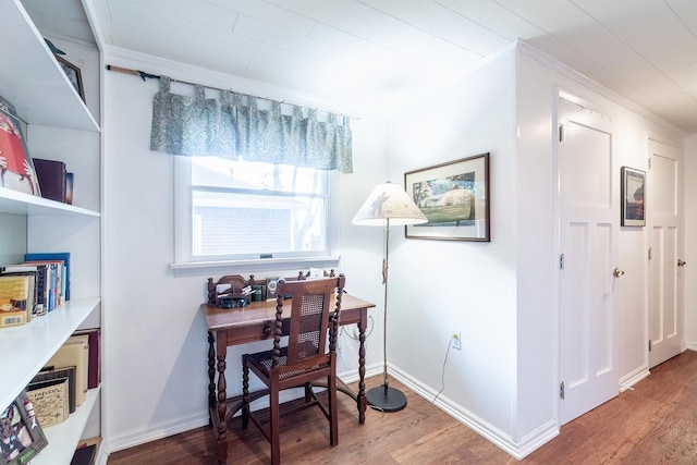 620 Ln 330 Big Otter Lk, Fremont, IN 46737 - home office featuring wood finished floors, crown molding, and baseboards