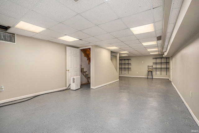 10227 Jefferson Rd, Osceola, IN 46561 - finished below grade area with stairway, baseboards, and a paneled ceiling