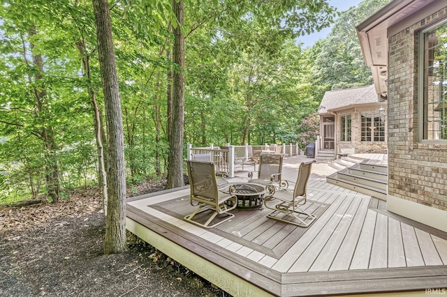 1411 Santanna Dr, Lafayette, IN 47905 - deck featuring an outdoor fire pit