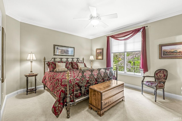 1411 Santanna Dr, Lafayette, IN 47905 - carpeted bedroom featuring ornamental molding, baseboards, and ceiling fan