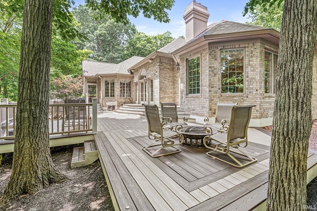 1411 Santanna Dr, Lafayette, IN 47905 - deck featuring a fire pit