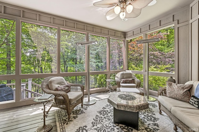 1411 Santanna Dr, Lafayette, IN 47905 - sunroom / solarium with ceiling fan, outdoor lounge area, and healthy amount of natural light